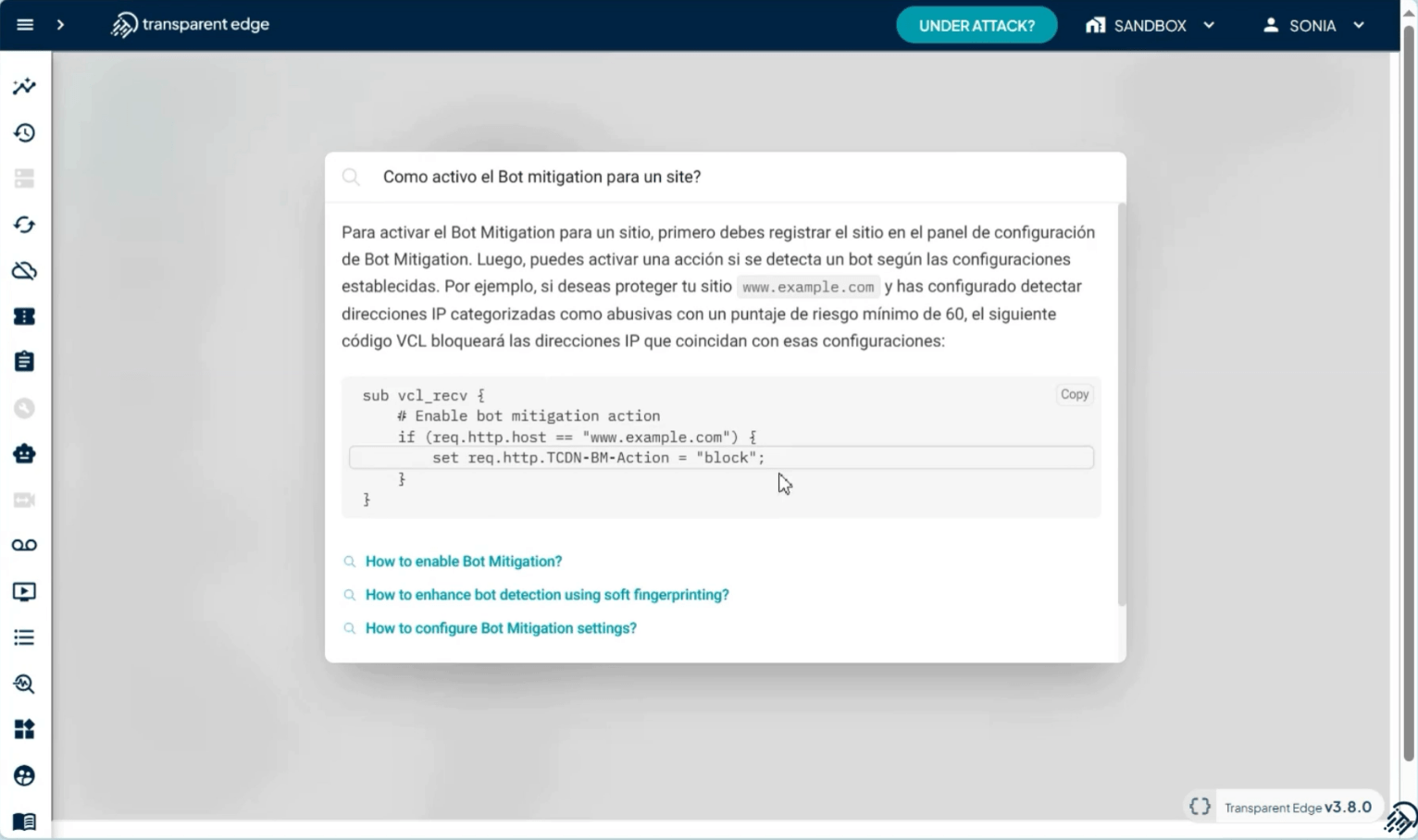 Cómo activo Bot Mitigation para un sitio web
